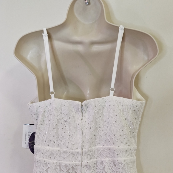 Windsor Cameron Formal White w/Silver Glitter & Lace Mini Dress,Size 9, NWT - Picture 7 of 16